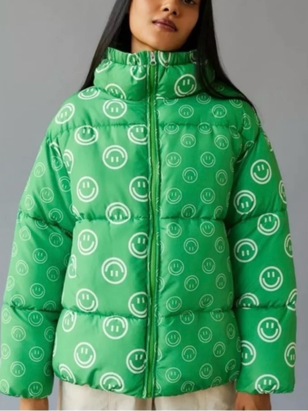 Native Youth Green Smiley Puffer Jacket